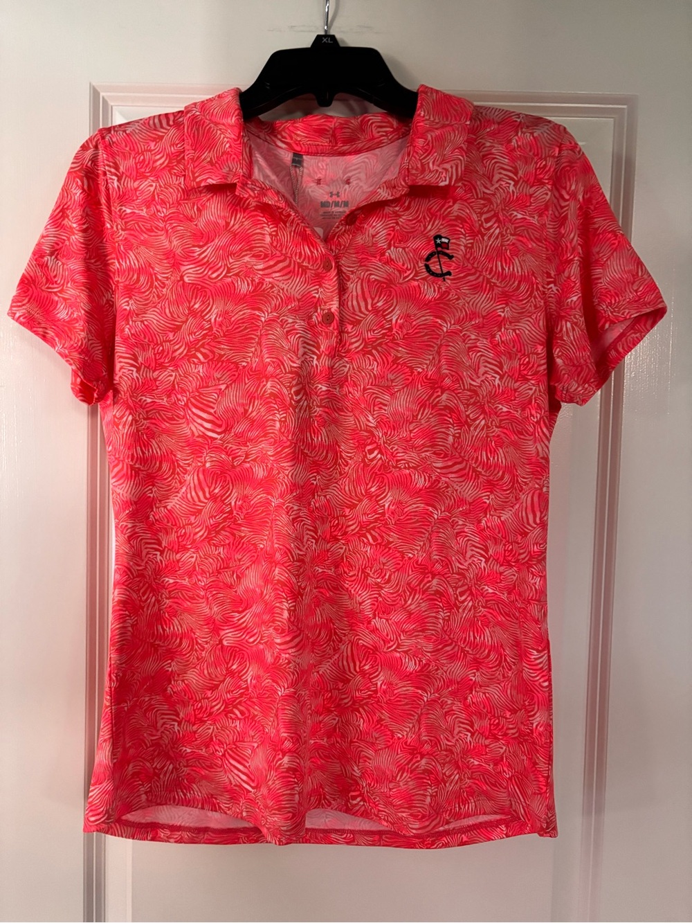 Under Armour NWT Coral Zebra Journey Golf Polo Charles Schwab M